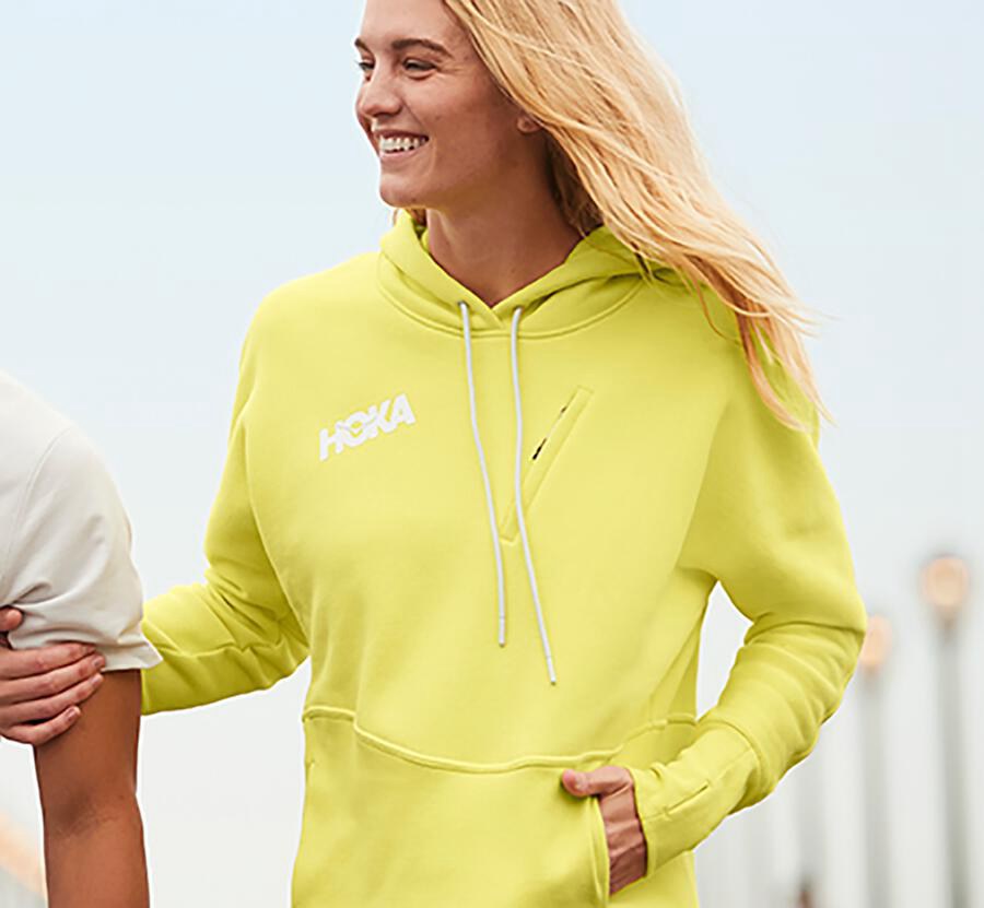 Sweat À Capuche Hoka One One Performance Femme - Jaune - ZLH-974825